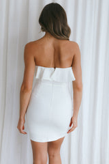 Blue Moon Ruffle Neckline Mini Dress White
