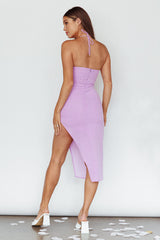 Ibiza Sunset Bust Flower Midi Dress Lilac