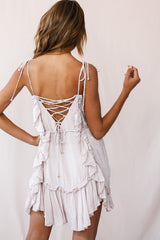 Wish Fluted Hem Lace-up Back Dress Mauve