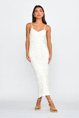 Cayman Sunset Crochet Midi Dress White