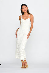 Cayman Sunset Crochet Midi Dress White
