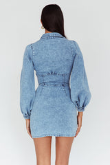 South Beach Long Sleeve Collared Mini Dress Denim