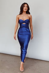 Good Impression Double Twist Midi Dress Navy