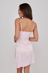 Rose Garden Floral Applique Pleat Mini Dress Pink